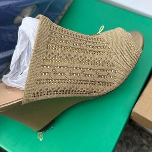 Lauren Lorraine Gold Wedge Heels